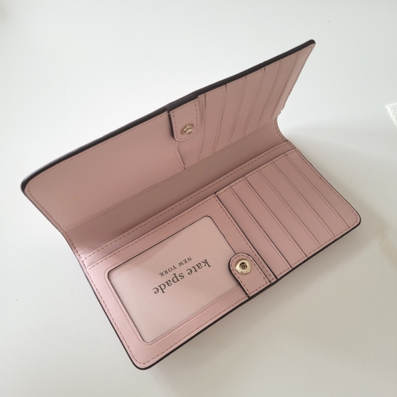 KATE SPADE Star Staci Large Slim Bifold Shimmery Pink Wallet - Picture 11 of 16